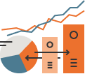 icon of a pie chart, line graph and two bars